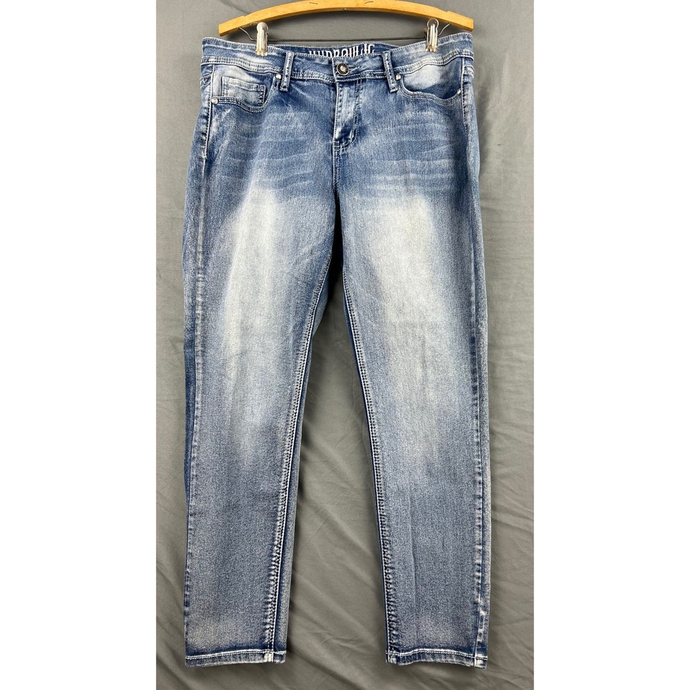 Hydraulic Nolita Jeans Women 14W Skinny Blue Embroidered Rhinestone Pockets Good